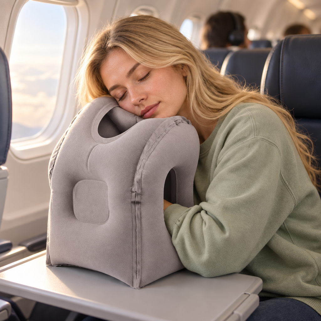 Passenger sleeping comfortably on FlyNap