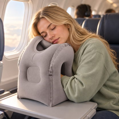 Passenger sleeping comfortably on FlyNap